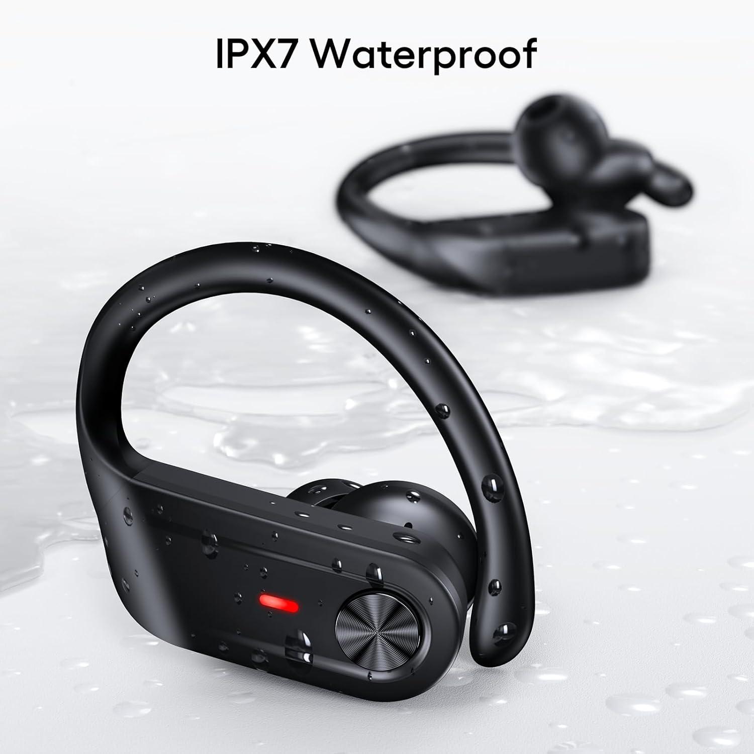 imageTAGRY Wireless Earbuds Bluetooth Headphones 80Hrs Playtime IPX7 Waterproof Digital Display Sport Ear Buds with Earhook Mic inEar Earphones Stereo Sound Earbud for Workout Running Exercise Gym BlackBlack
