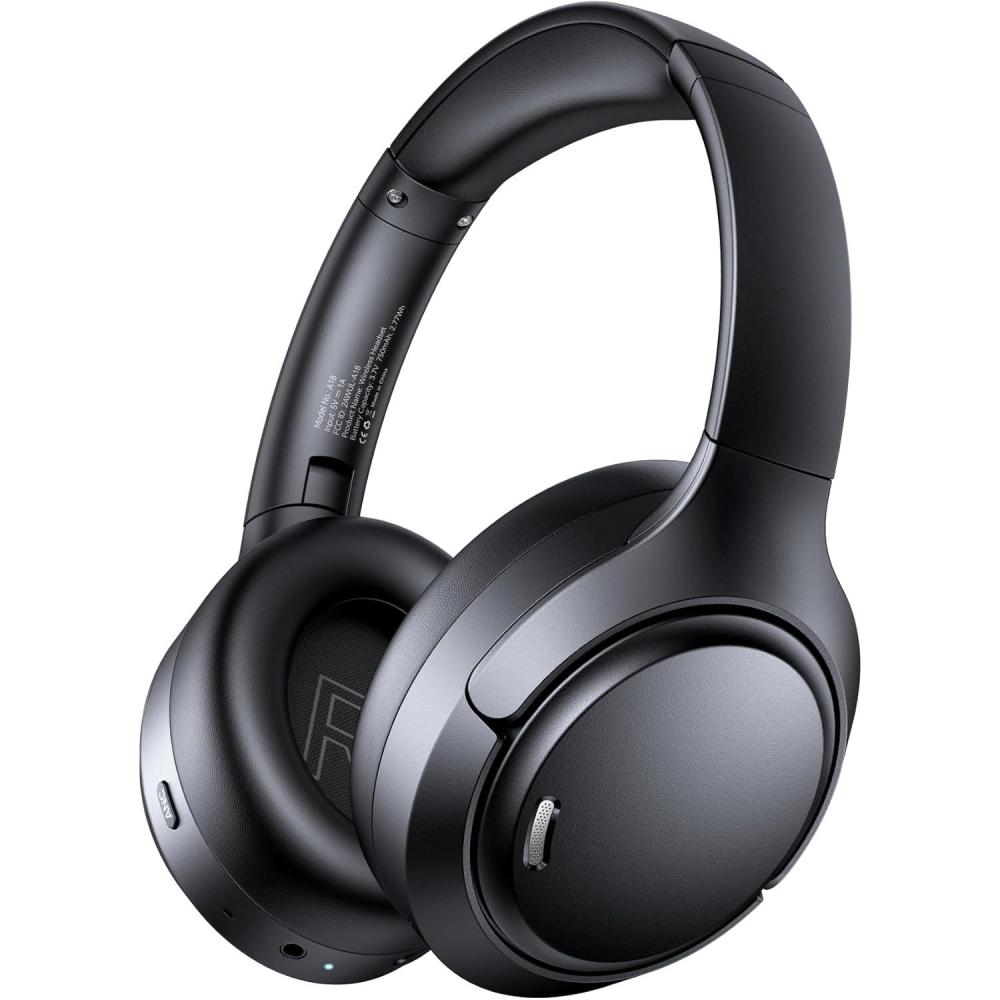 imageTAGRY Hybrid Active Noise Cancelling Headphones 120Hrs Playtime ENC Clear Call Mic Over Ear Wireless Bluetooth Headphones with HiRes Audio Comfort Earcups Low Latency ANC Headphone for Travel GameBlack