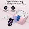TAGRY Bluetooth Headphones True Wireless Earbuds 60H Playback LED Power Display Earphones with Wireless Charging Case IPX5 Waterproof in-Ear Ear buds with Mic for TV Smart Phone Laptop Computer Sports(Pink)