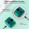 TAGRY Bluetooth Headphones True Wireless Earbuds 60H Playback LED Power Display Earphones with Wireless Charging Case IPX5 Waterproof in-Ear Ear buds with Mic for TV Smart Phone Laptop Computer Sports(Forest Green)