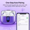 TAGRY Bluetooth Headphones True Wireless Earbuds 60H Playback LED Power Display Earphones with Wireless Charging Case IPX5 Waterproof in-Ear Ear buds with Mic for TV Smart Phone Laptop Computer Sports(Phantom Purple)