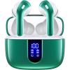 TAGRY Bluetooth Headphones True Wireless Earbuds 60H Playback LED Power Display Earphones with Wireless Charging Case IPX5 Waterproof in-Ear Ear buds with Mic for TV Smart Phone Laptop Computer Sports(Forest Green)
