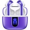 TAGRY Bluetooth Headphones True Wireless Earbuds 60H Playback LED Power Display Earphones with Wireless Charging Case IPX5 Waterproof in-Ear Ear buds with Mic for TV Smart Phone Laptop Computer Sports(Phantom Purple)