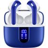 TAGRY Bluetooth Headphones True Wireless Earbuds 60H Playback LED Power Display Earphones with Wireless Charging Case IPX5 Waterproof in-Ear Ear buds with Mic for TV Smart Phone Laptop Computer Sports(Ocean Blue)