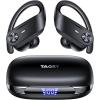 TAGRY Wireless Earbuds Bluetooth Headphones 80Hrs Playtime IPX7 Waterproof Digital Display Sport Ear Buds with Earhook Mic in-Ear Earphones Stereo Sound Earbud for Workout Running Exercise Gym Black(Black)