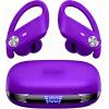TAGRY Wireless Earbuds Bluetooth Headphones 80Hrs Playtime IPX7 Waterproof Digital Display Sport Ear Buds with Earhook Mic in-Ear Earphones Stereo Sound Earbud for Workout Running Exercise Gym Black(Purple)