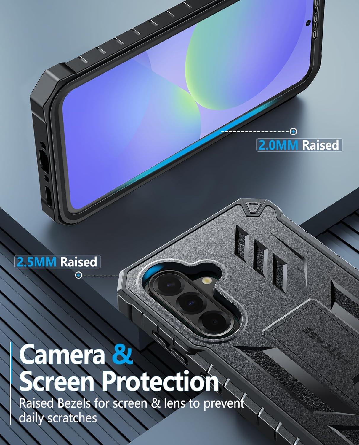 imageFNTCASE for Samsung Galaxy A165G Case Military Grade Drop Proof Protection Mobile Cover with Kickstand Matte Textured Rugged Shockproof TPU Protective Sturdy Phone CaseBlackBlack