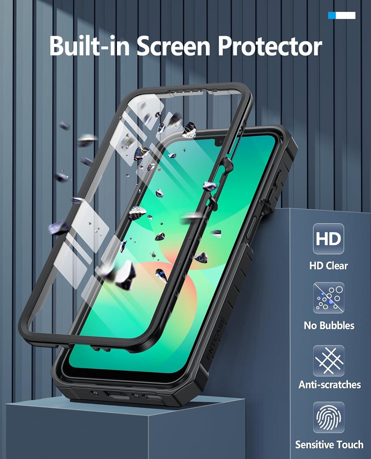 imageFNTCASE for Samsung Galaxy A165G Case Military Grade Drop Proof Protection Mobile Cover with Kickstand Matte Textured Rugged Shockproof TPU Protective Sturdy Phone CaseBlackBlack