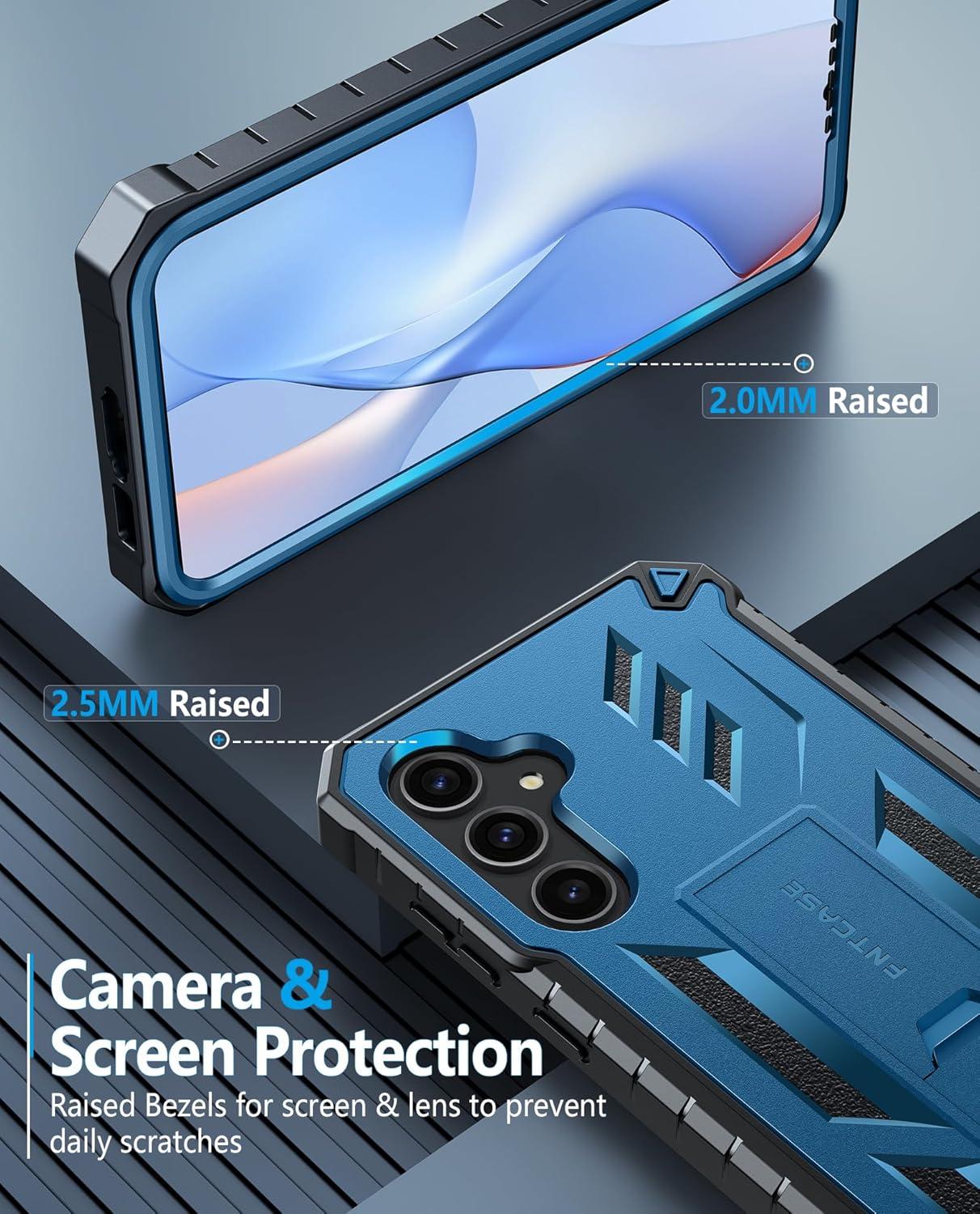 imageFNTCASE for Samsung Galaxy A165G Case Military Grade Drop Proof Protection Mobile Cover with Kickstand Matte Textured Rugged Shockproof TPU Protective Sturdy Phone CaseBlackBlue