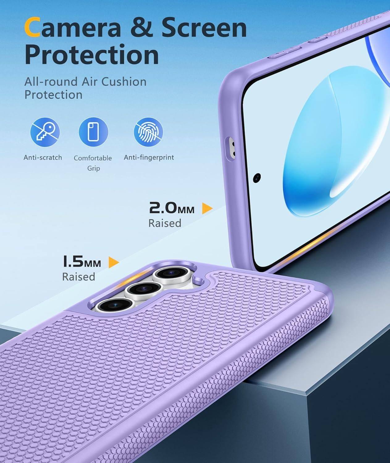 imageFNTCASE for Samsung Galaxy S24 Case Dual Layer Heavy Duty Cell Phone Protective Cover Shockproof Rugged with NonSlip Textured Military Drop Protection Bumper Tough 2024 62inch BlackLight Purple