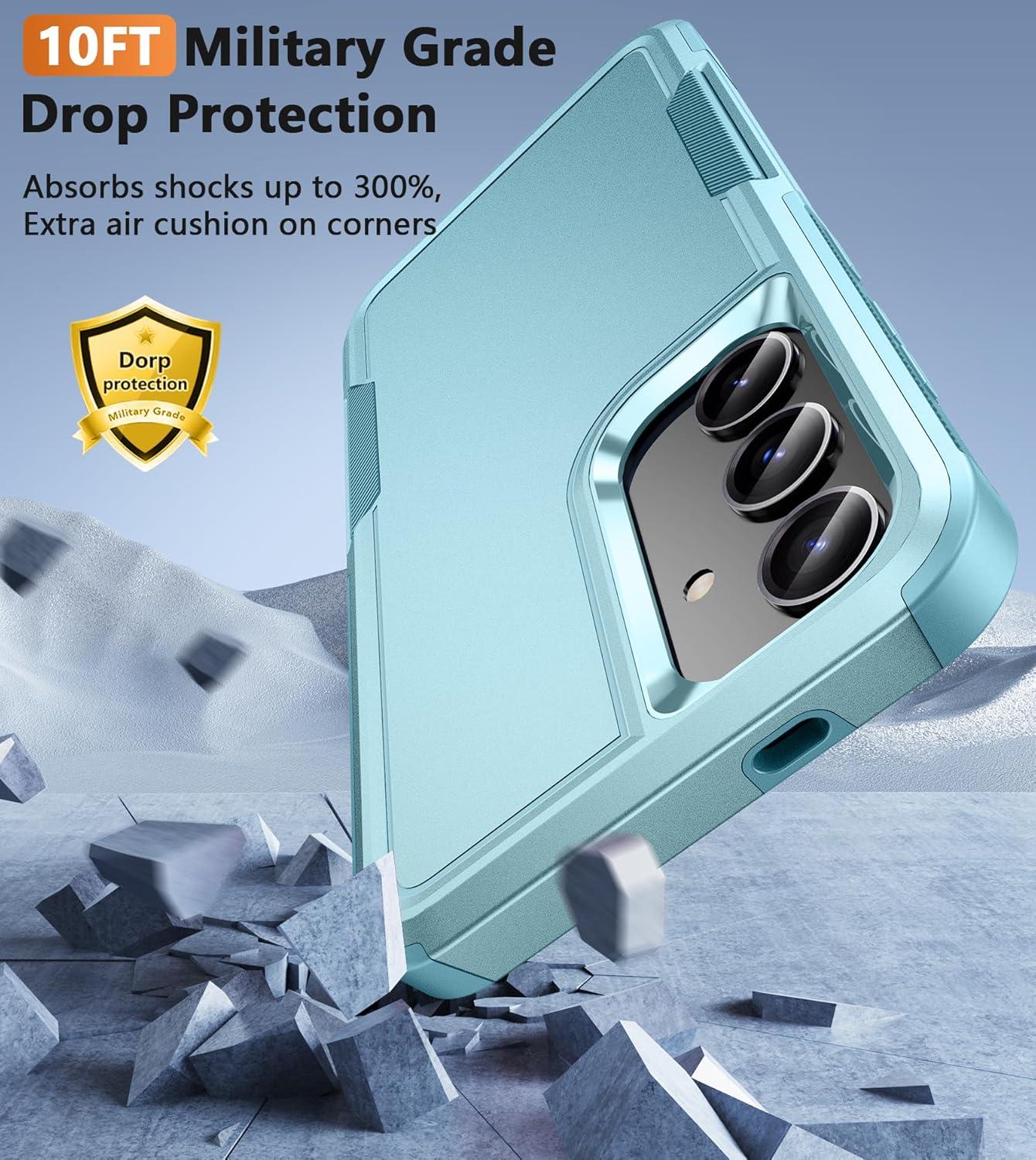 imageFNTCASE for Samsung Galaxy S24 Case Dual Layer Heavy Duty Cell Phone Protective Cover Shockproof Rugged with NonSlip Textured Military Drop Protection Bumper Tough 2024 62inch BlackMatte Mint Green