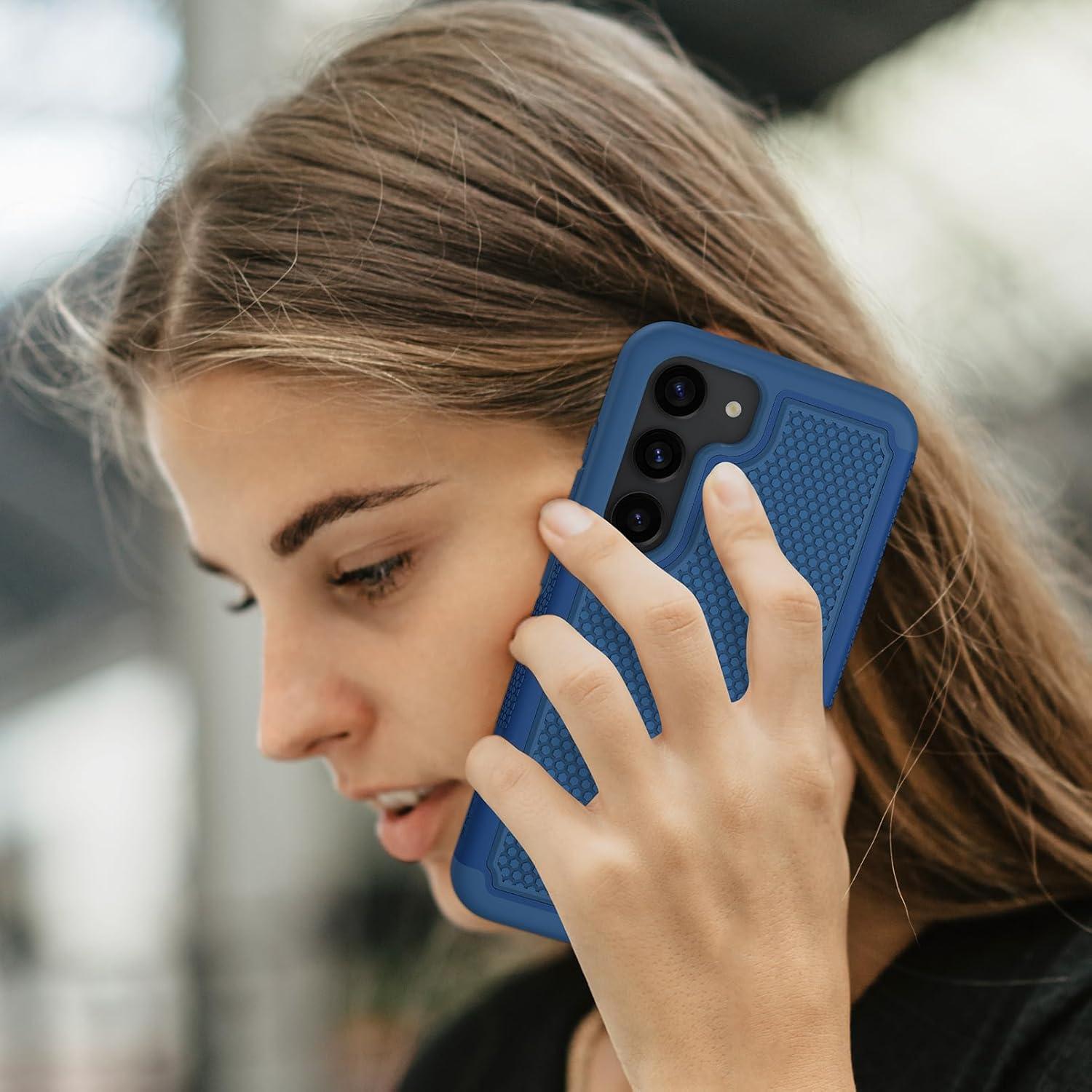 imageFNTCASE for Samsung Galaxy S24 Case Dual Layer Heavy Duty Cell Phone Protective Cover Shockproof Rugged with NonSlip Textured Military Drop Protection Bumper Tough 2024 62inch BlackBlue