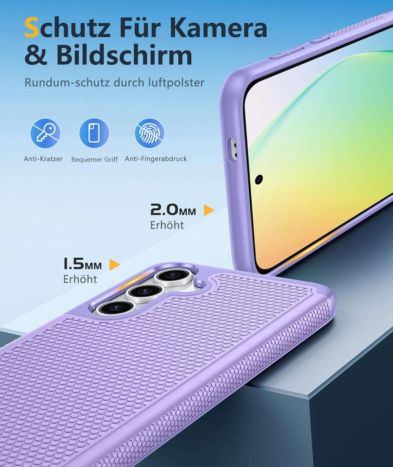 imageFNTCASE for Samsung Galaxy S24 Case Dual Layer Heavy Duty Cell Phone Protective Cover Shockproof Rugged with NonSlip Textured Military Drop Protection Bumper Tough 2024 62inch BlackLight Purple