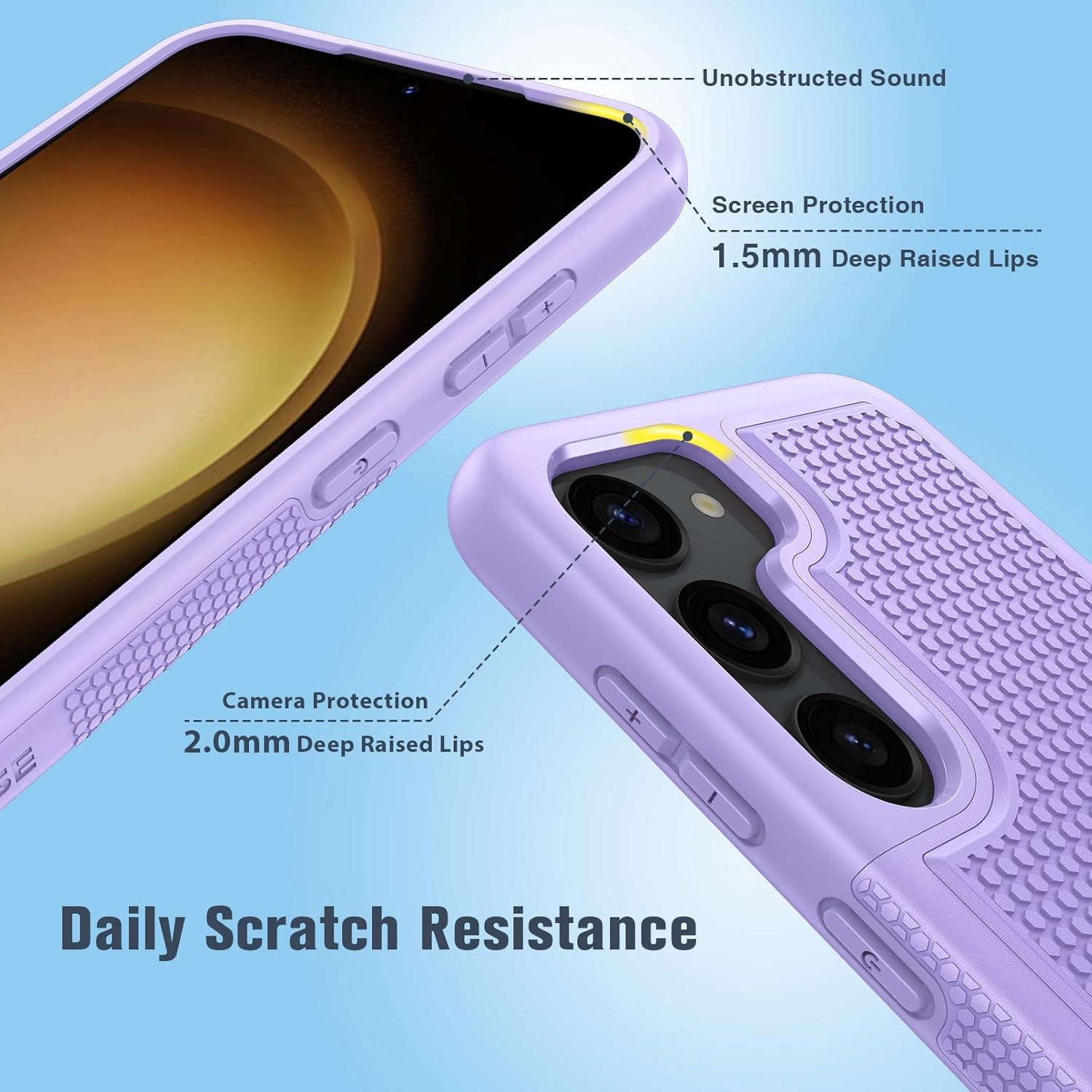 imageFNTCASE for Samsung Galaxy S24 Case Dual Layer Heavy Duty Cell Phone Protective Cover Shockproof Rugged with NonSlip Textured Military Drop Protection Bumper Tough 2024 62inch BlackLight Purple