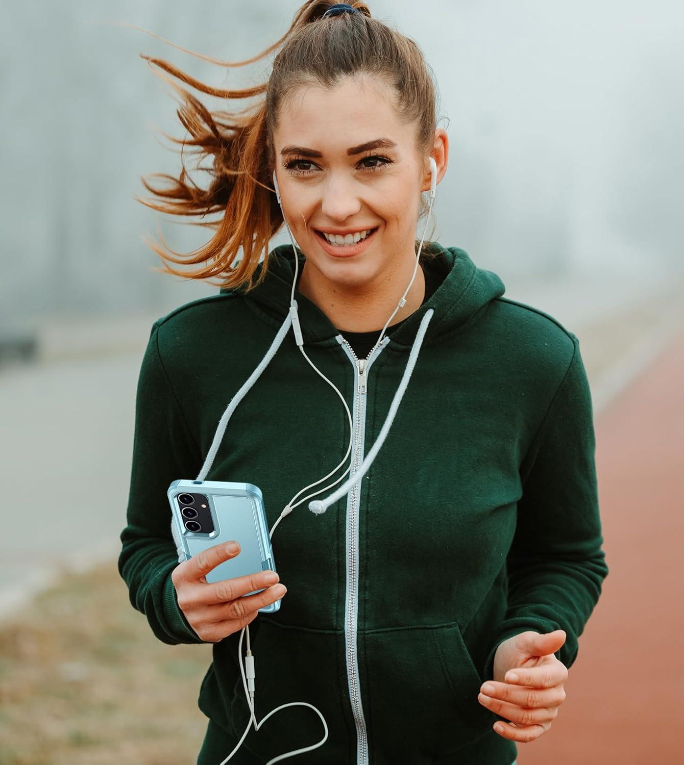 imageFNTCASE for Samsung Galaxy S24 Case Dual Layer Heavy Duty Cell Phone Protective Cover Shockproof Rugged with NonSlip Textured Military Drop Protection Bumper Tough 2024 62inch BlackMatte Mint Green