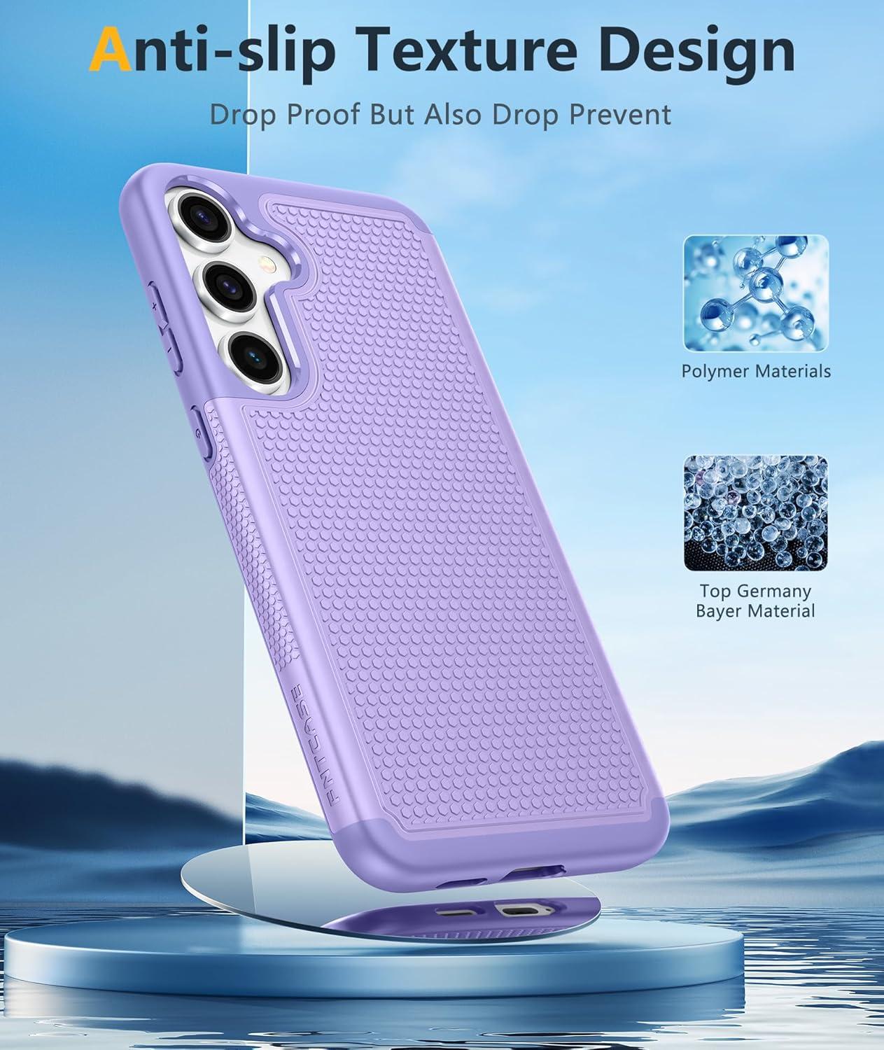 imageFNTCASE for Samsung Galaxy S24 Case Dual Layer Heavy Duty Cell Phone Protective Cover Shockproof Rugged with NonSlip Textured Military Drop Protection Bumper Tough 2024 62inch BlackLight Purple