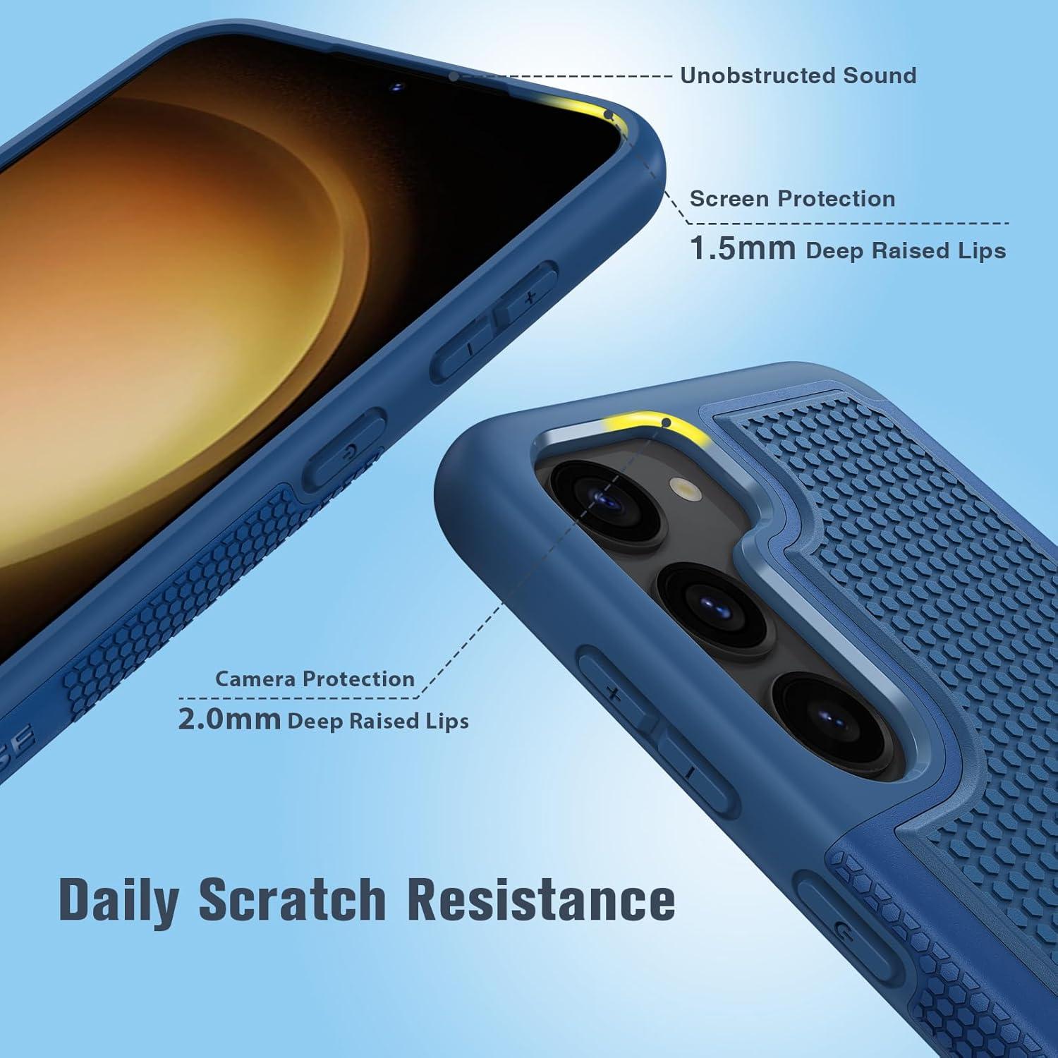 imageFNTCASE for Samsung Galaxy S24 Case Dual Layer Heavy Duty Cell Phone Protective Cover Shockproof Rugged with NonSlip Textured Military Drop Protection Bumper Tough 2024 62inch BlackBlue