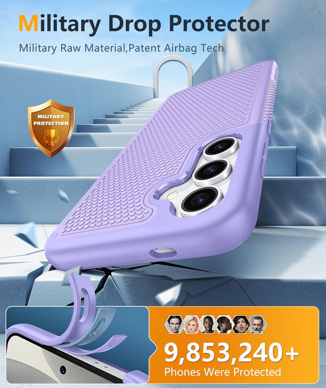 imageFNTCASE for Samsung Galaxy S24 Case Dual Layer Heavy Duty Cell Phone Protective Cover Shockproof Rugged with NonSlip Textured Military Drop Protection Bumper Tough 2024 62inch BlackLight Purple