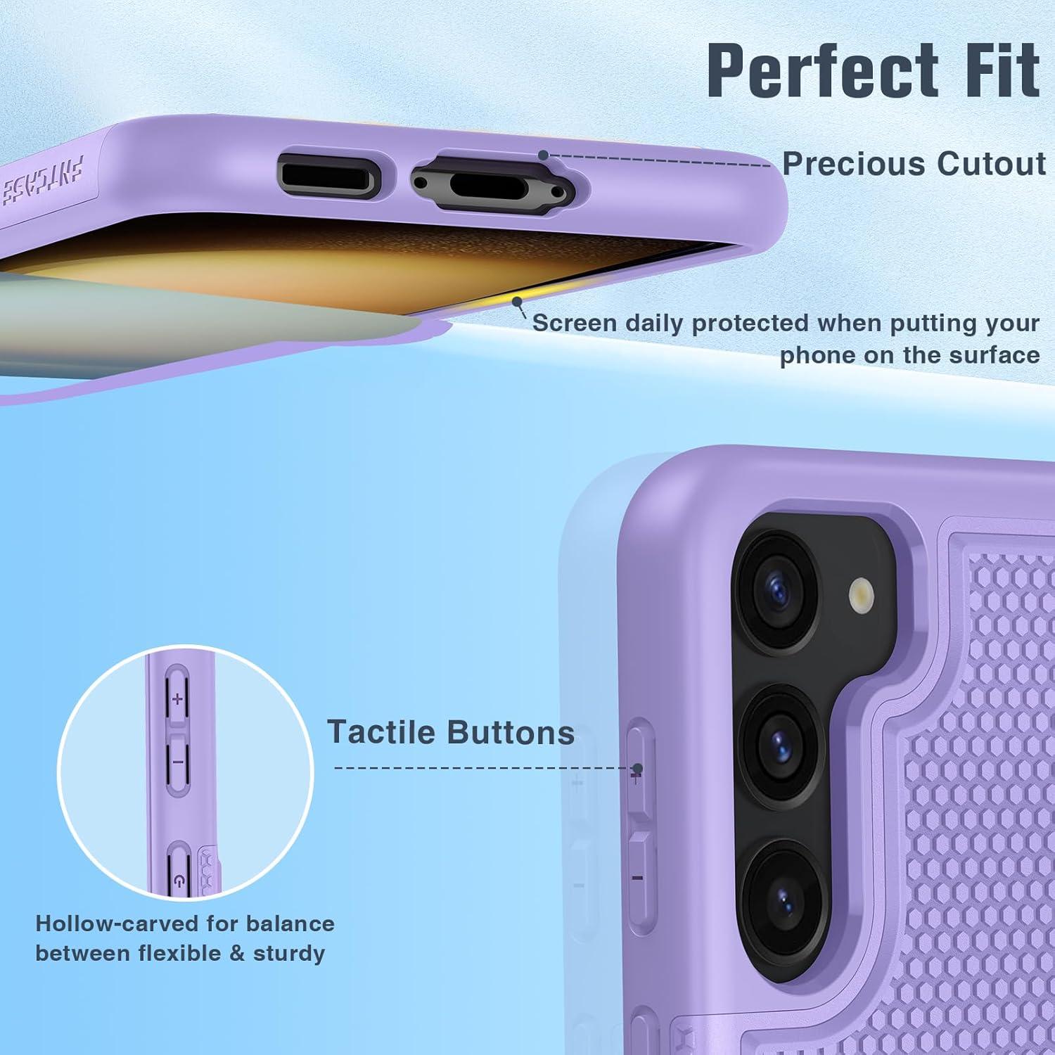imageFNTCASE for Samsung Galaxy S24 Case Dual Layer Heavy Duty Cell Phone Protective Cover Shockproof Rugged with NonSlip Textured Military Drop Protection Bumper Tough 2024 62inch BlackLight Purple
