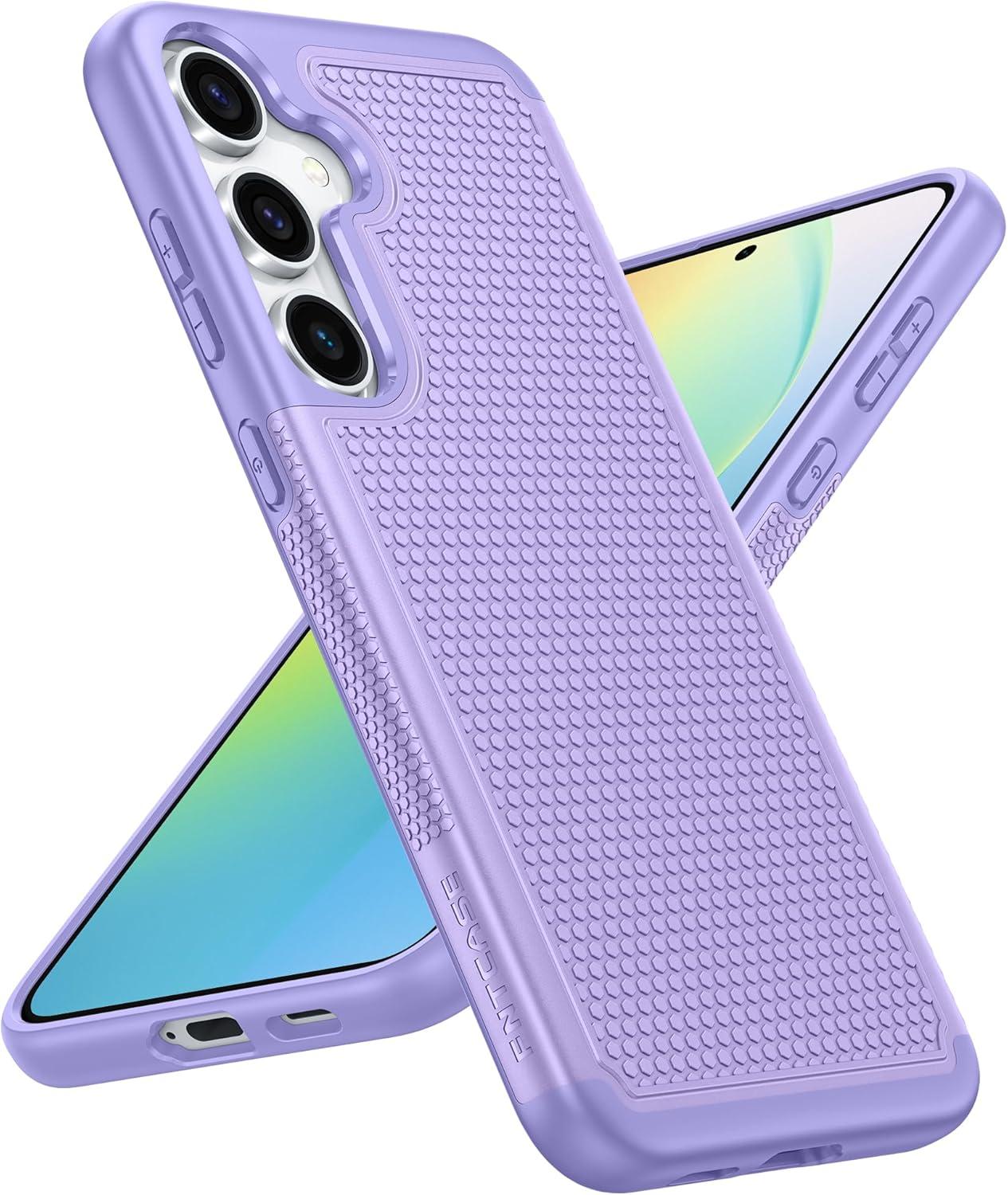 imageFNTCASE for Samsung Galaxy S24 Case Dual Layer Heavy Duty Cell Phone Protective Cover Shockproof Rugged with NonSlip Textured Military Drop Protection Bumper Tough 2024 62inch BlackLight Purple