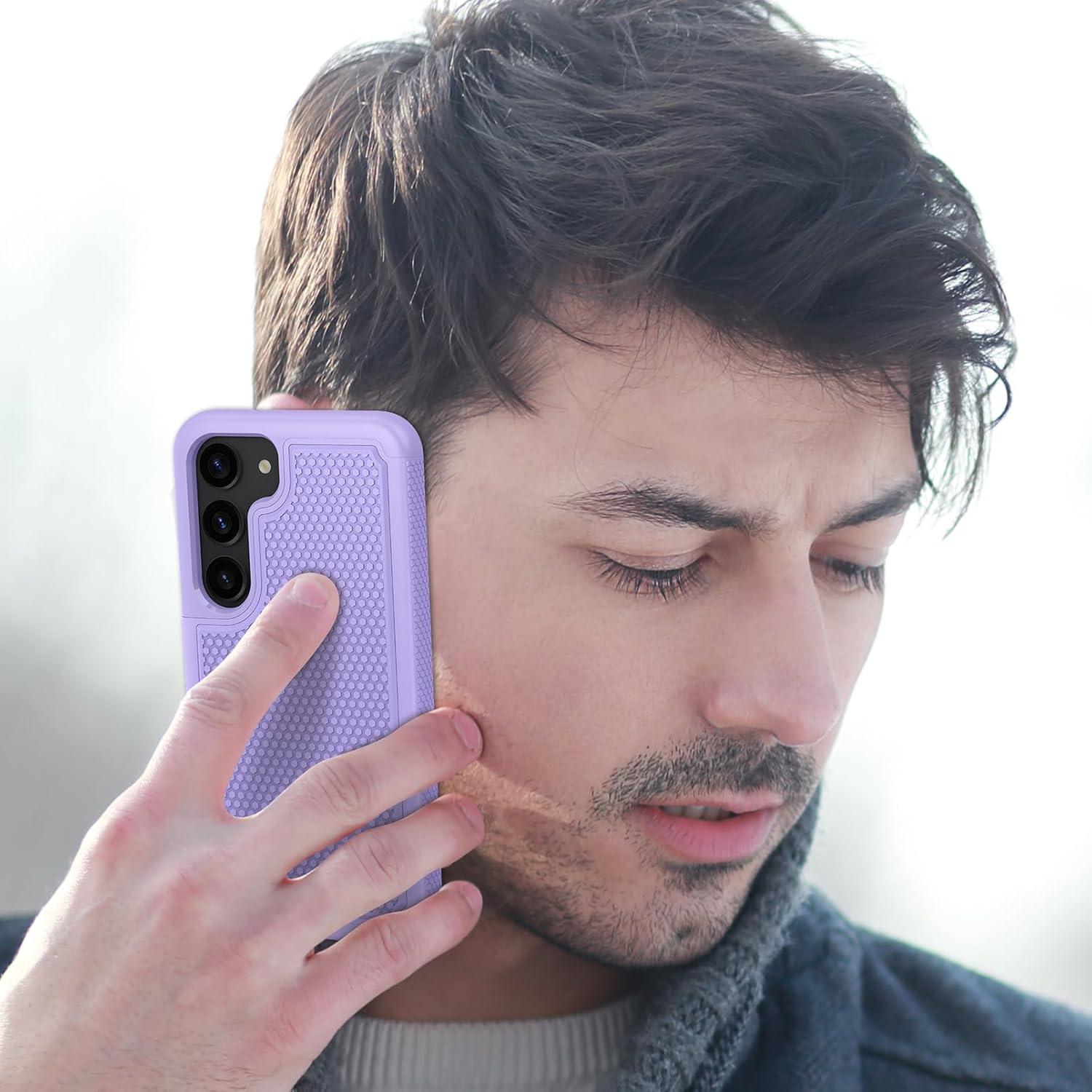 imageFNTCASE for Samsung Galaxy S24 Case Dual Layer Heavy Duty Cell Phone Protective Cover Shockproof Rugged with NonSlip Textured Military Drop Protection Bumper Tough 2024 62inch BlackLight Purple