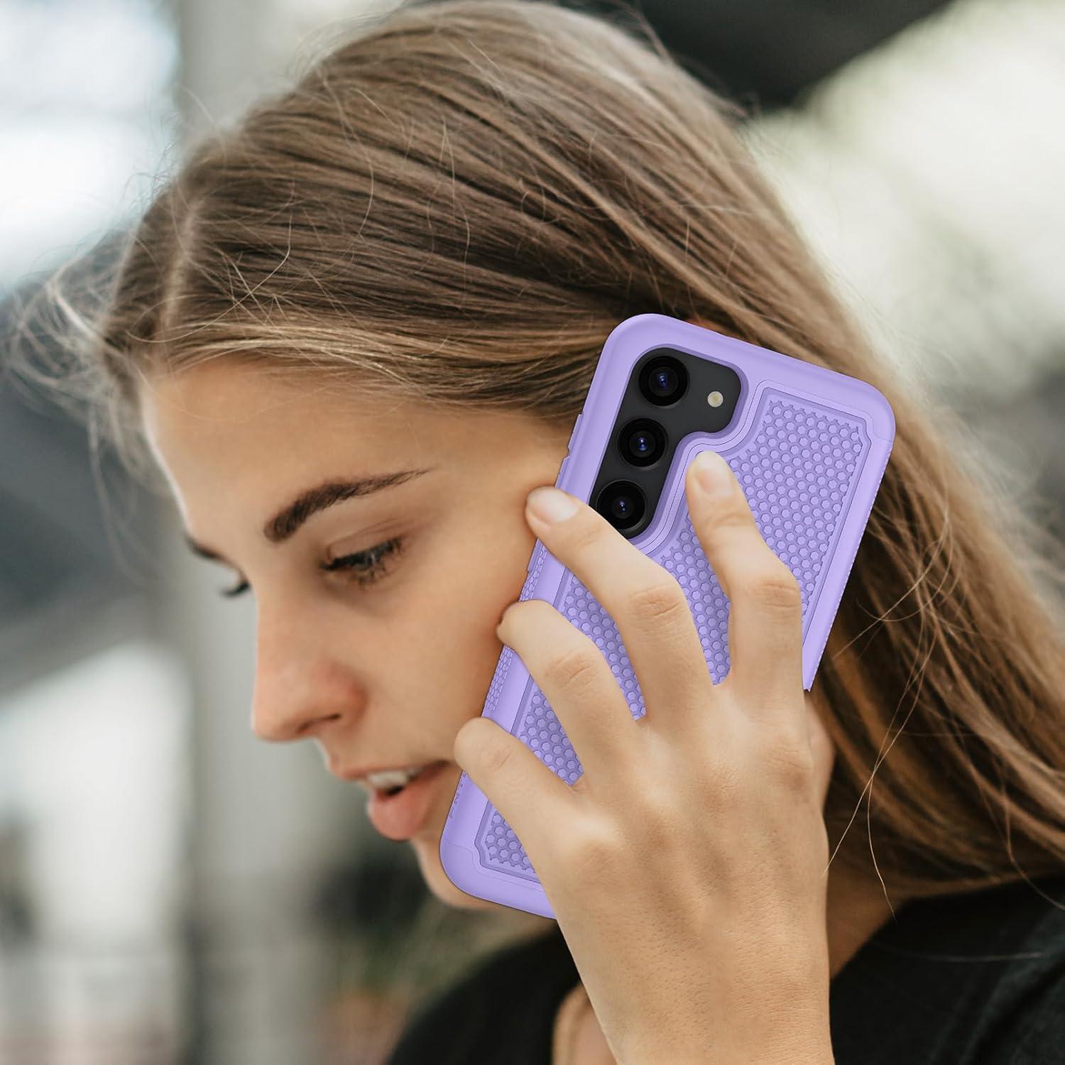 imageFNTCASE for Samsung Galaxy S24 Case Dual Layer Heavy Duty Cell Phone Protective Cover Shockproof Rugged with NonSlip Textured Military Drop Protection Bumper Tough 2024 62inch BlackLight Purple