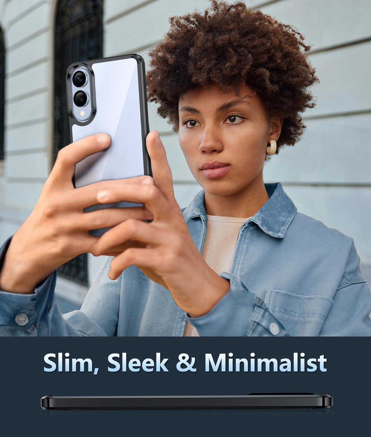 imageFNTCASE for Samsung Galaxy S25 Case for Galaxy S24 Case Military Grade Drop Protection Anti Yellowing Cell Phone Cover Rugged Shockproof Protective Bumper Transparent CasesClearBlack