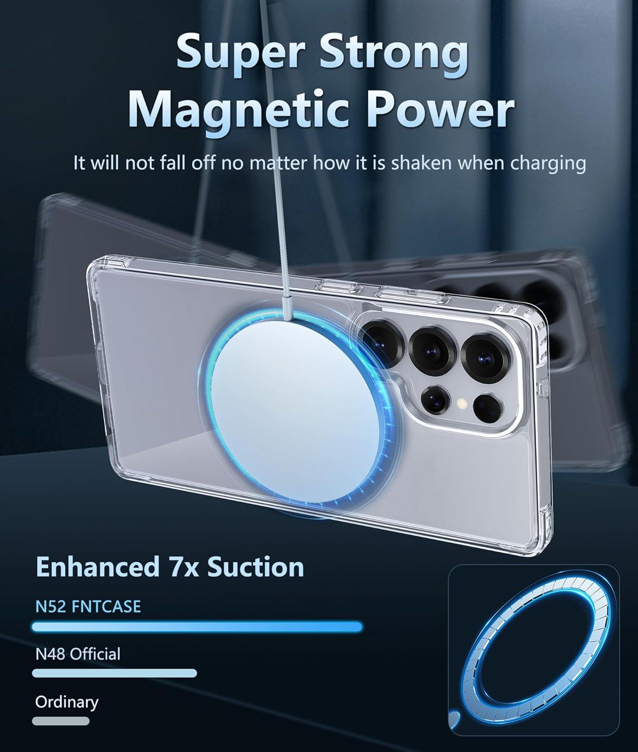 imageFNTCASE for Samsung Galaxy S25 Case for Galaxy S24 Case Military Grade Drop Protection Anti Yellowing Cell Phone Cover Rugged Shockproof Protective Bumper Transparent CasesClearClear Magnetic