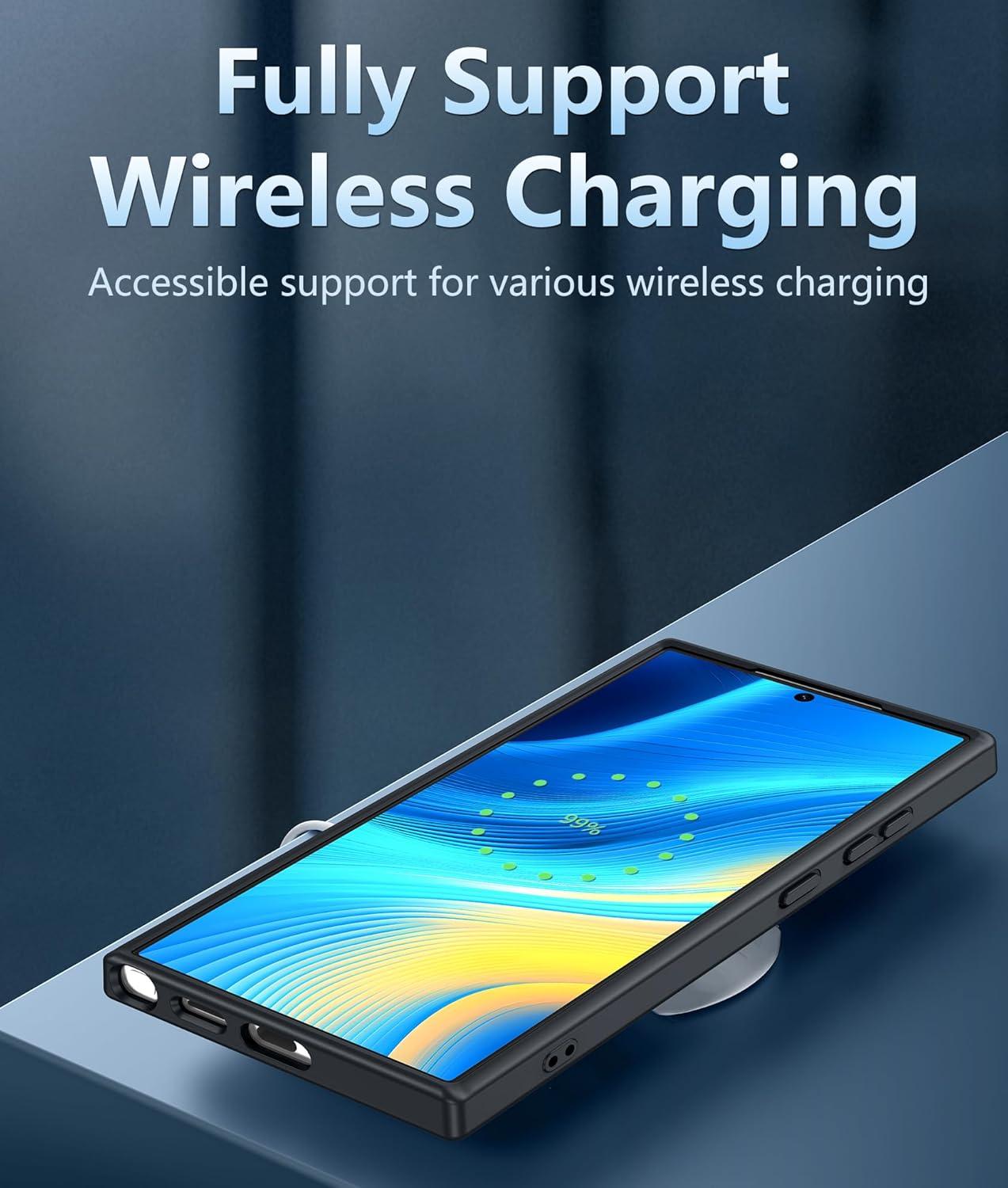 imageFNTCASE for Samsung Galaxy S25 Case for Galaxy S24 Case Military Grade Drop Protection Anti Yellowing Cell Phone Cover Rugged Shockproof Protective Bumper Transparent CasesClearBlack