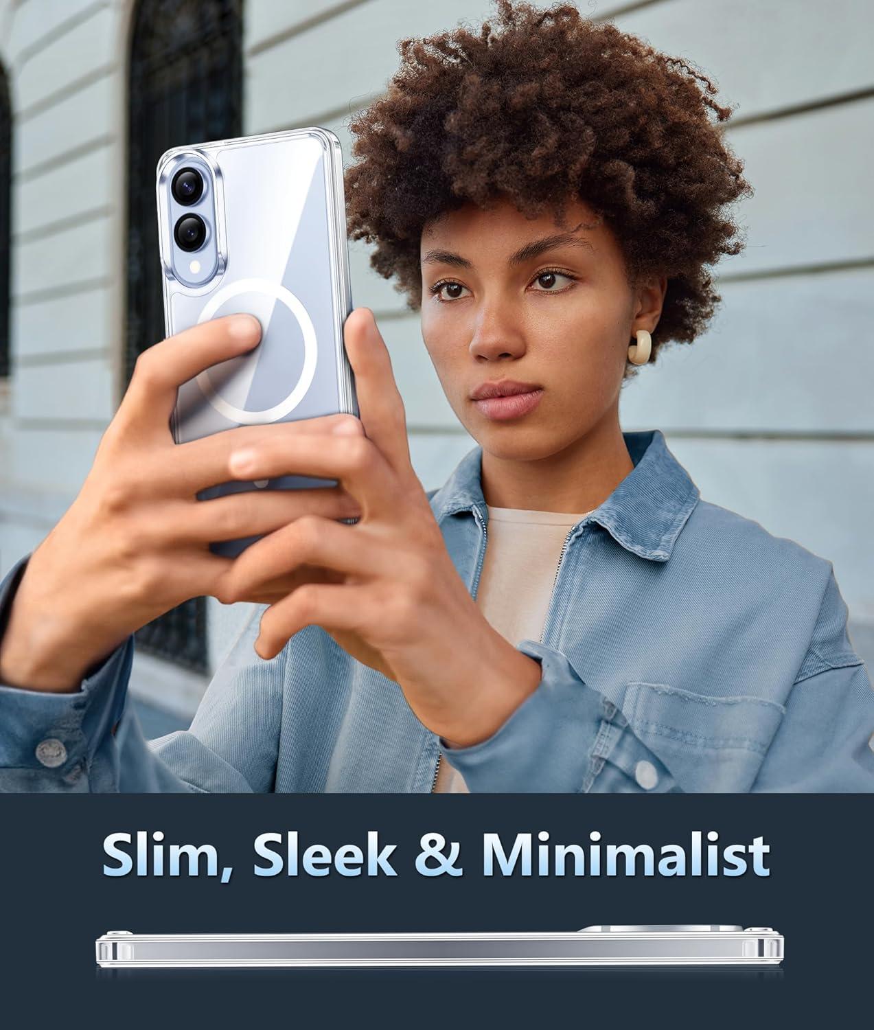 imageFNTCASE for Samsung Galaxy S25 Case for Galaxy S24 Case Military Grade Drop Protection Anti Yellowing Cell Phone Cover Rugged Shockproof Protective Bumper Transparent CasesClearClear Magnetic