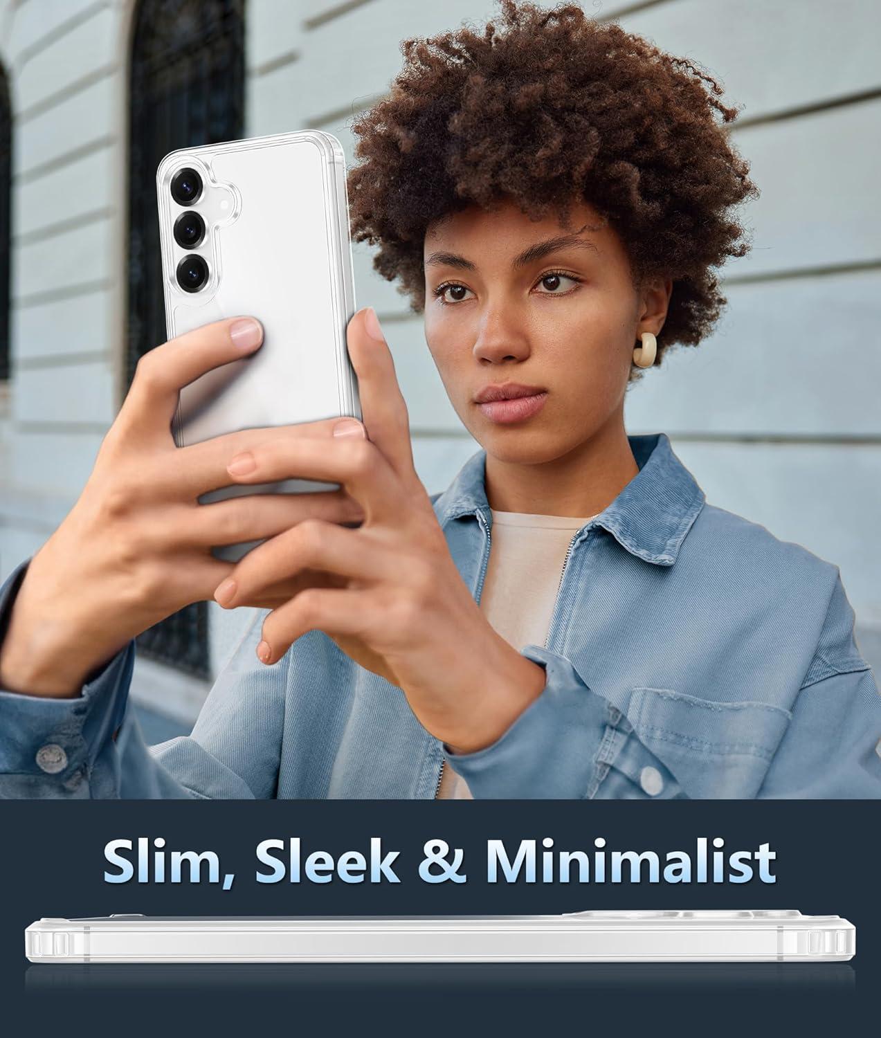 imageFNTCASE for Samsung Galaxy S25 Case for Galaxy S24 Case Military Grade Drop Protection Anti Yellowing Cell Phone Cover Rugged Shockproof Protective Bumper Transparent CasesClearClear