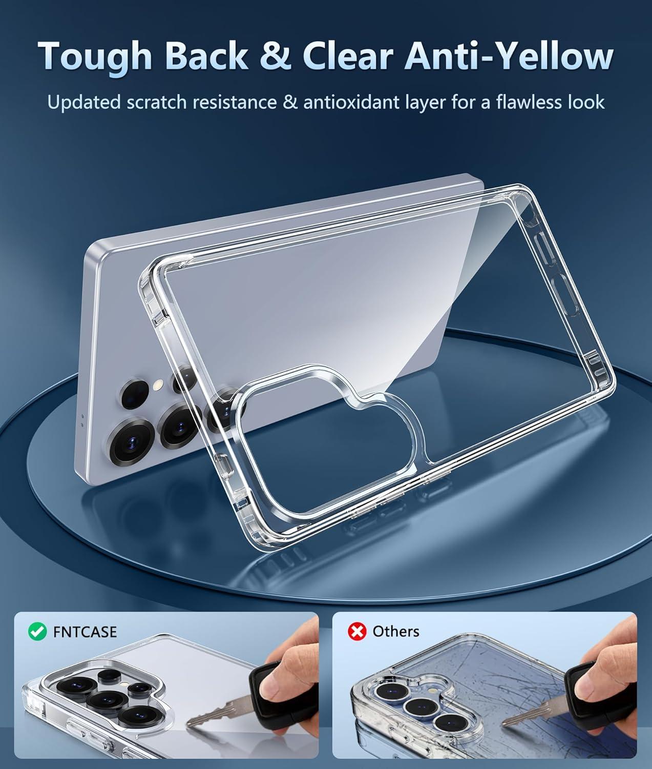 imageFNTCASE for Samsung Galaxy S25 Case for Galaxy S24 Case Military Grade Drop Protection Anti Yellowing Cell Phone Cover Rugged Shockproof Protective Bumper Transparent CasesClearClear