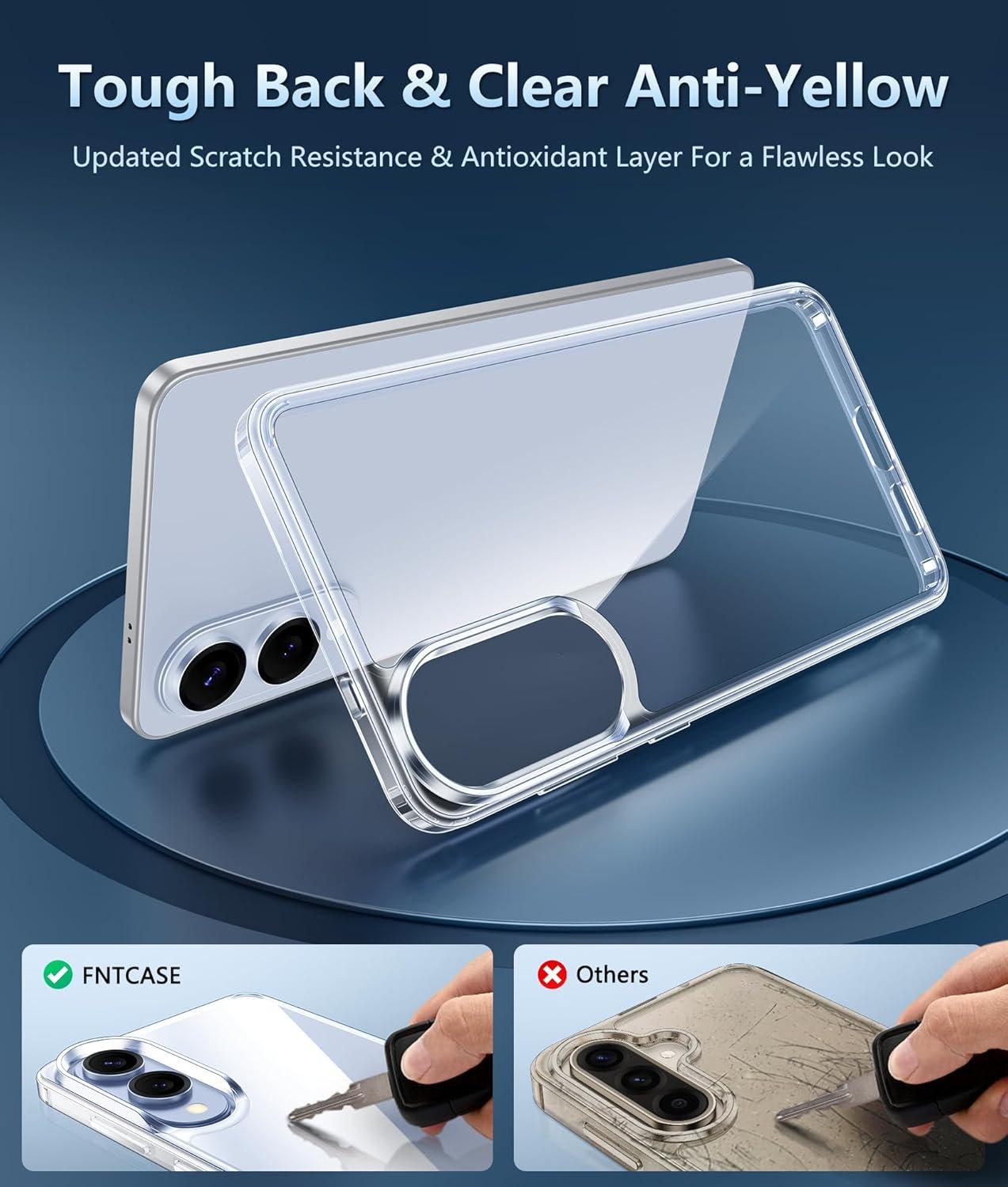 imageFNTCASE for Samsung Galaxy S25 Case for Galaxy S24 Case Military Grade Drop Protection Anti Yellowing Cell Phone Cover Rugged Shockproof Protective Bumper Transparent CasesClearClear