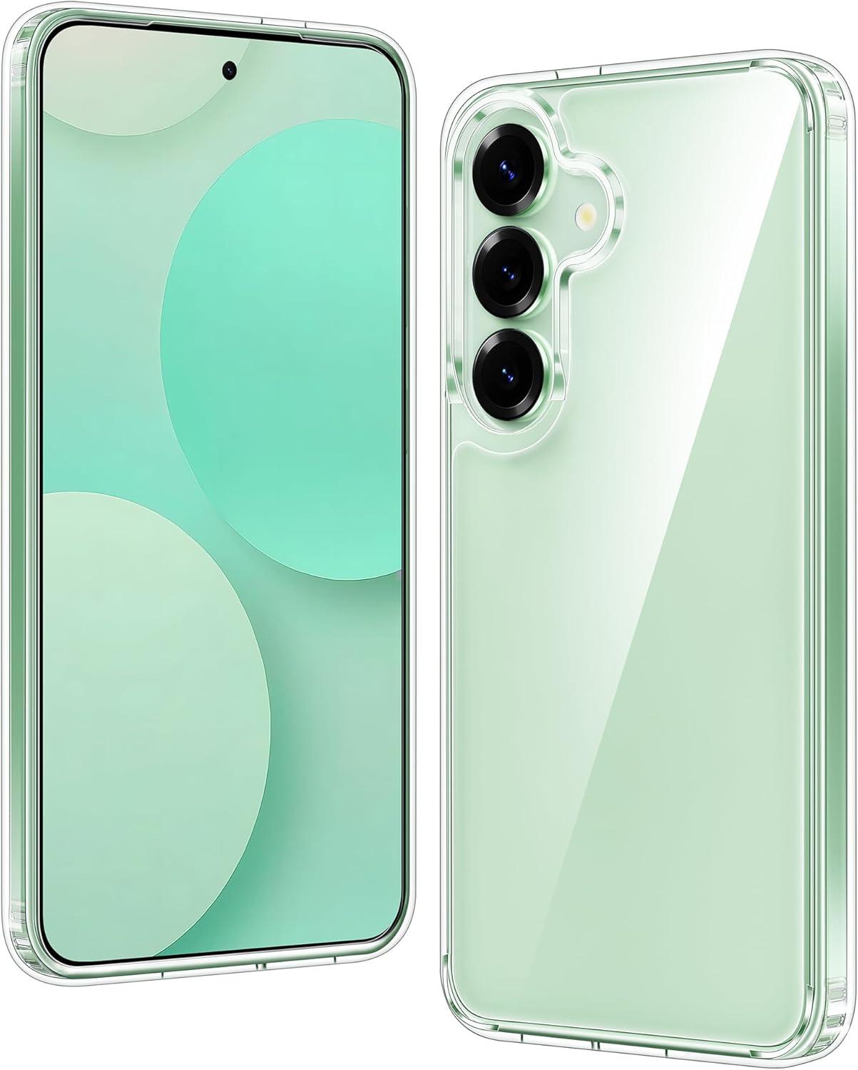 imageFNTCASE for Samsung Galaxy S25 Case for Galaxy S24 Case Military Grade Drop Protection Anti Yellowing Cell Phone Cover Rugged Shockproof Protective Bumper Transparent CasesClearClear