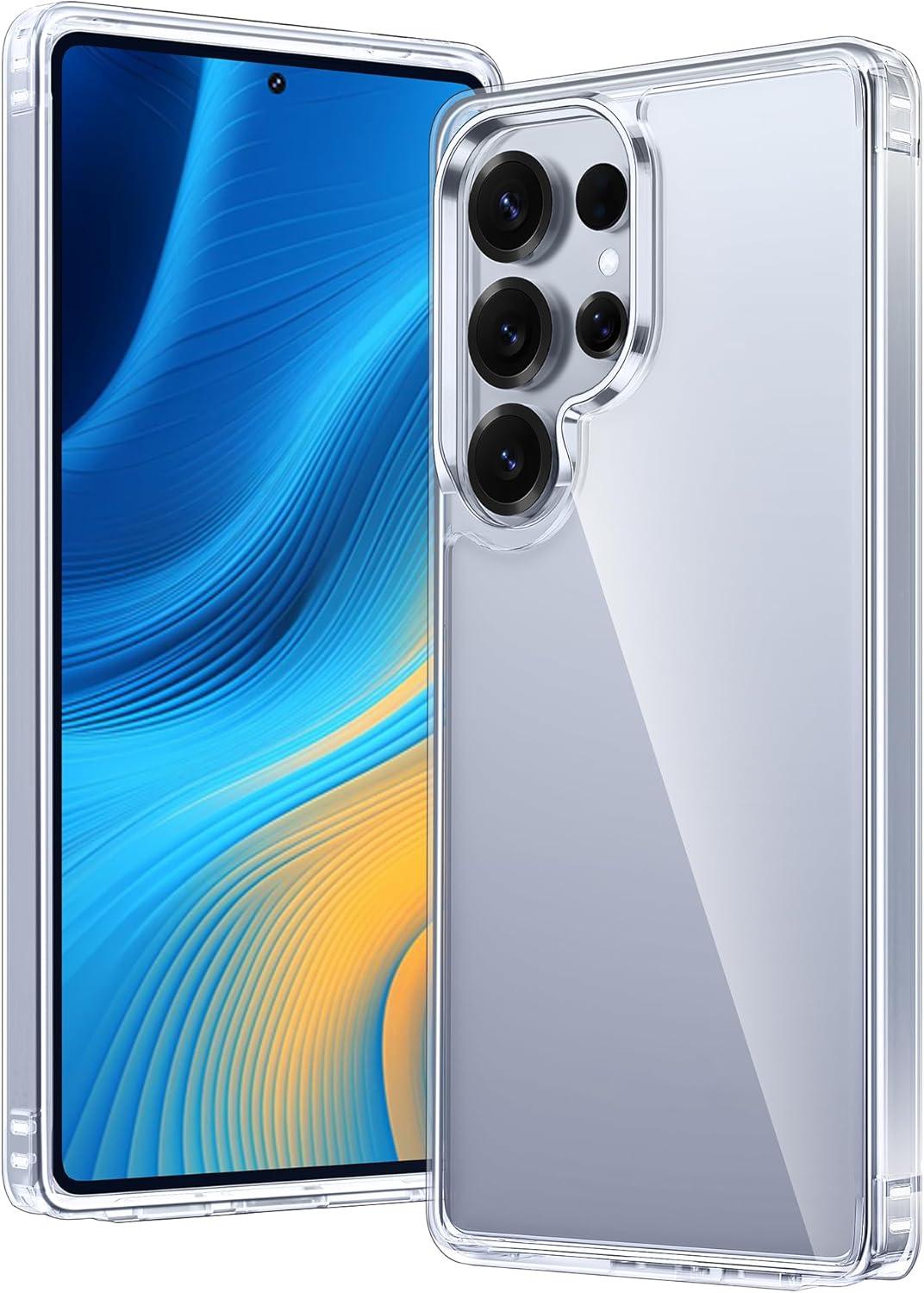 imageFNTCASE for Samsung Galaxy S25 Case for Galaxy S24 Case Military Grade Drop Protection Anti Yellowing Cell Phone Cover Rugged Shockproof Protective Bumper Transparent CasesClearClear