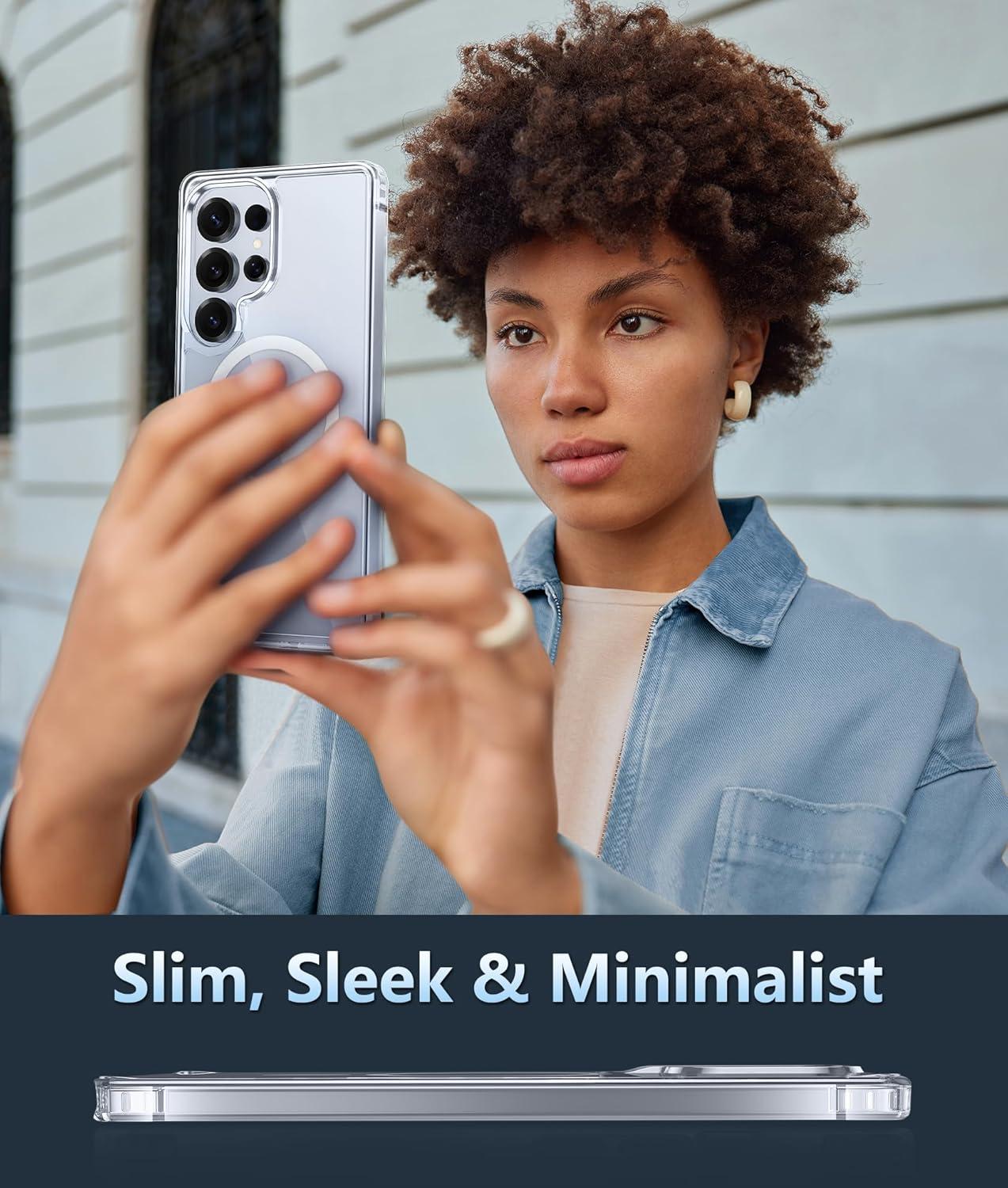 imageFNTCASE for Samsung Galaxy S25 Case for Galaxy S24 Case Military Grade Drop Protection Anti Yellowing Cell Phone Cover Rugged Shockproof Protective Bumper Transparent CasesClearClear Magnetic