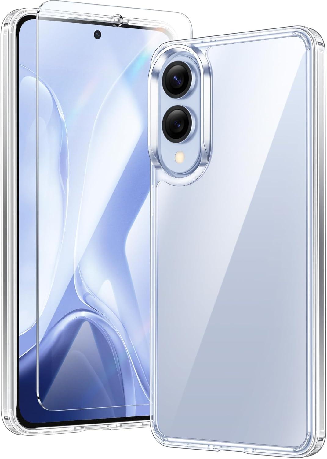 imageFNTCASE for Samsung Galaxy S25 Case for Galaxy S24 Case Military Grade Drop Protection Anti Yellowing Cell Phone Cover Rugged Shockproof Protective Bumper Transparent CasesClearClear