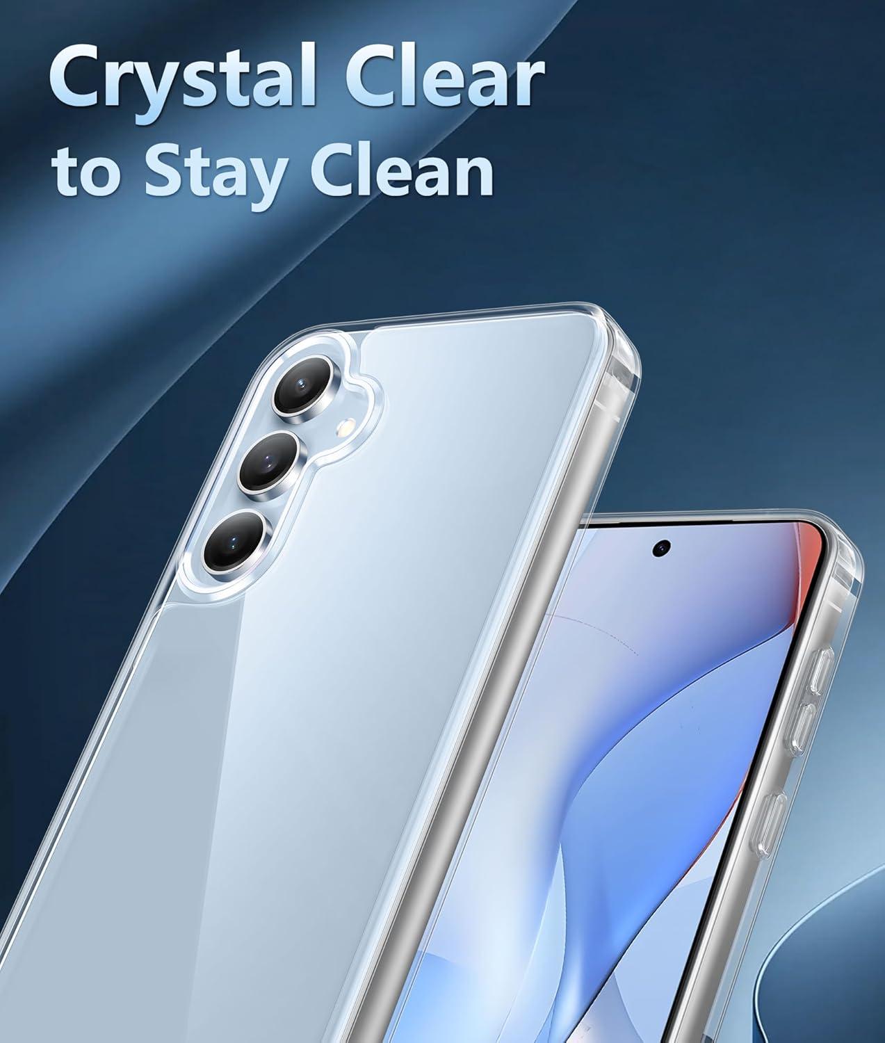 imageFNTCASE for Samsung Galaxy S25 Case for Galaxy S24 Case Military Grade Drop Protection Anti Yellowing Cell Phone Cover Rugged Shockproof Protective Bumper Transparent CasesClearClear