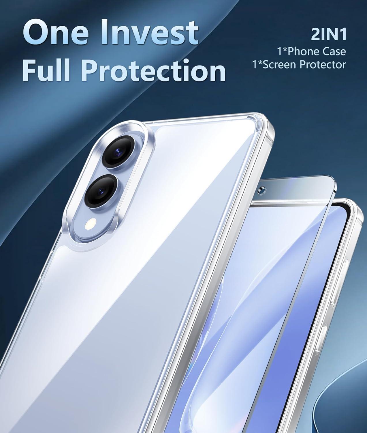 imageFNTCASE for Samsung Galaxy S25 Case for Galaxy S24 Case Military Grade Drop Protection Anti Yellowing Cell Phone Cover Rugged Shockproof Protective Bumper Transparent CasesClearClear