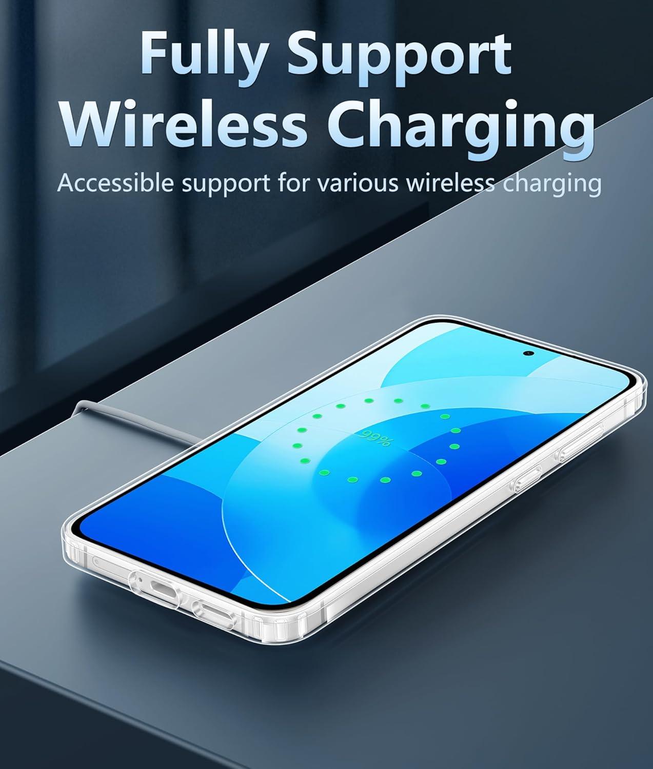 imageFNTCASE for Samsung Galaxy S25 Case for Galaxy S24 Case Military Grade Drop Protection Anti Yellowing Cell Phone Cover Rugged Shockproof Protective Bumper Transparent CasesClearClear