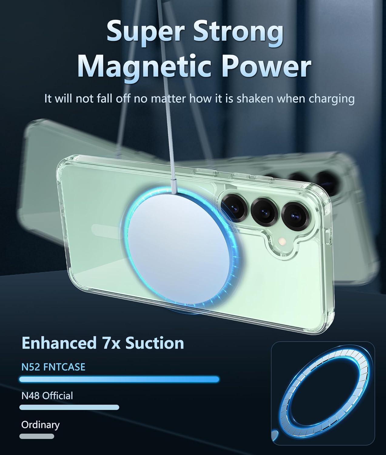 imageFNTCASE for Samsung Galaxy S25 Case for Galaxy S24 Case Military Grade Drop Protection Anti Yellowing Cell Phone Cover Rugged Shockproof Protective Bumper Transparent CasesClearClear Magnetic