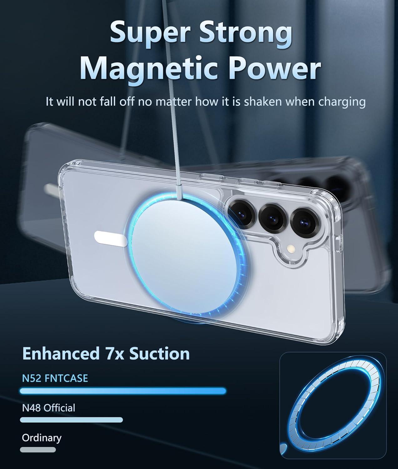 imageFNTCASE for Samsung Galaxy S25 Case for Galaxy S24 Case Military Grade Drop Protection Anti Yellowing Cell Phone Cover Rugged Shockproof Protective Bumper Transparent CasesClearClear Magnetic