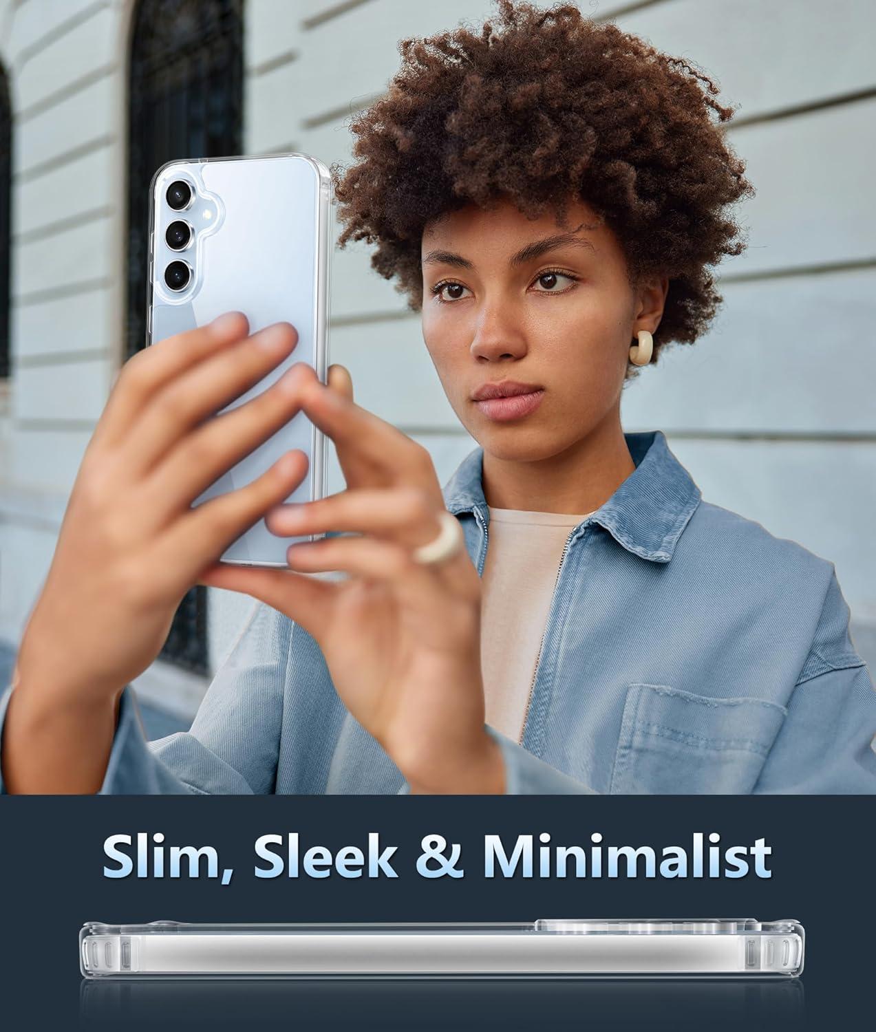 imageFNTCASE for Samsung Galaxy S25 Case for Galaxy S24 Case Military Grade Drop Protection Anti Yellowing Cell Phone Cover Rugged Shockproof Protective Bumper Transparent CasesClearClear