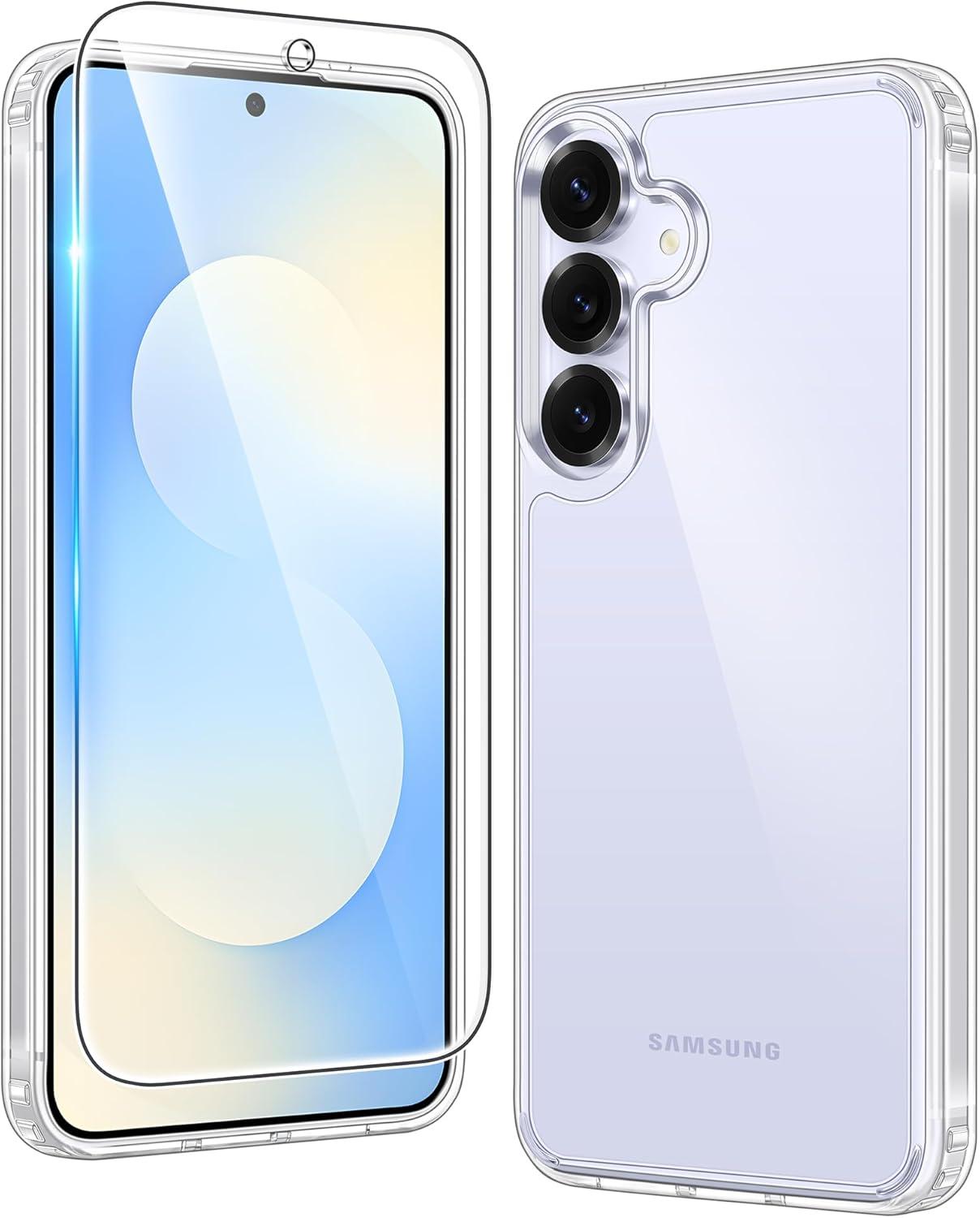 imageFNTCASE for Samsung Galaxy S25 Case for Galaxy S24 Case Military Grade Drop Protection Anti Yellowing Cell Phone Cover Rugged Shockproof Protective Bumper Transparent CasesClearClear