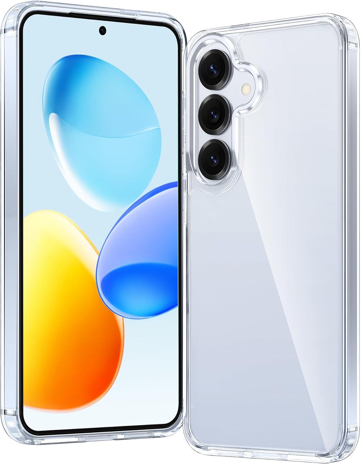 imageFNTCASE for Samsung Galaxy S25 Case for Galaxy S24 Case Military Grade Drop Protection Anti Yellowing Cell Phone Cover Rugged Shockproof Protective Bumper Transparent CasesClearClear