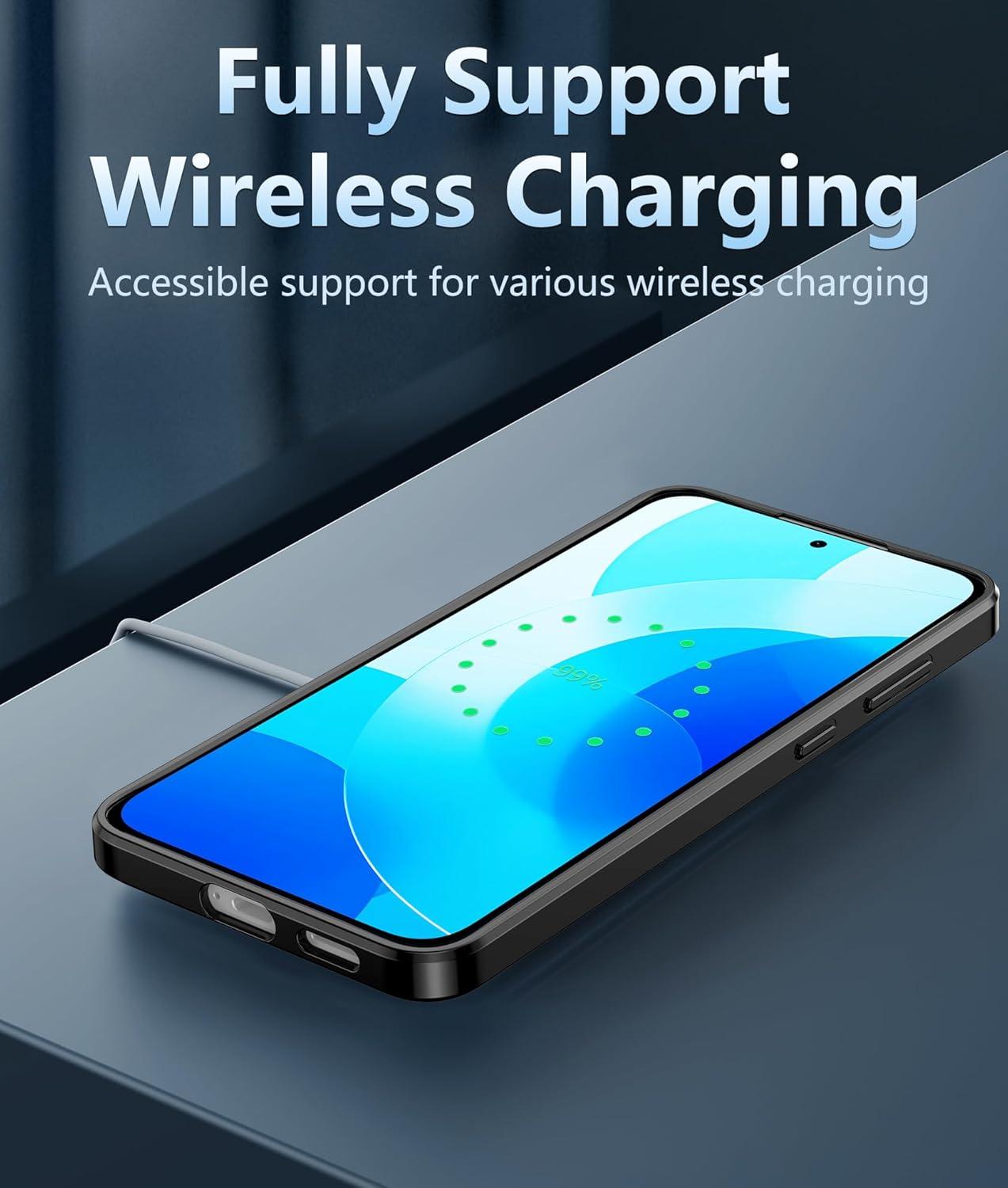 imageFNTCASE for Samsung Galaxy S25 Case for Galaxy S24 Case Military Grade Drop Protection Anti Yellowing Cell Phone Cover Rugged Shockproof Protective Bumper Transparent CasesClearBlack