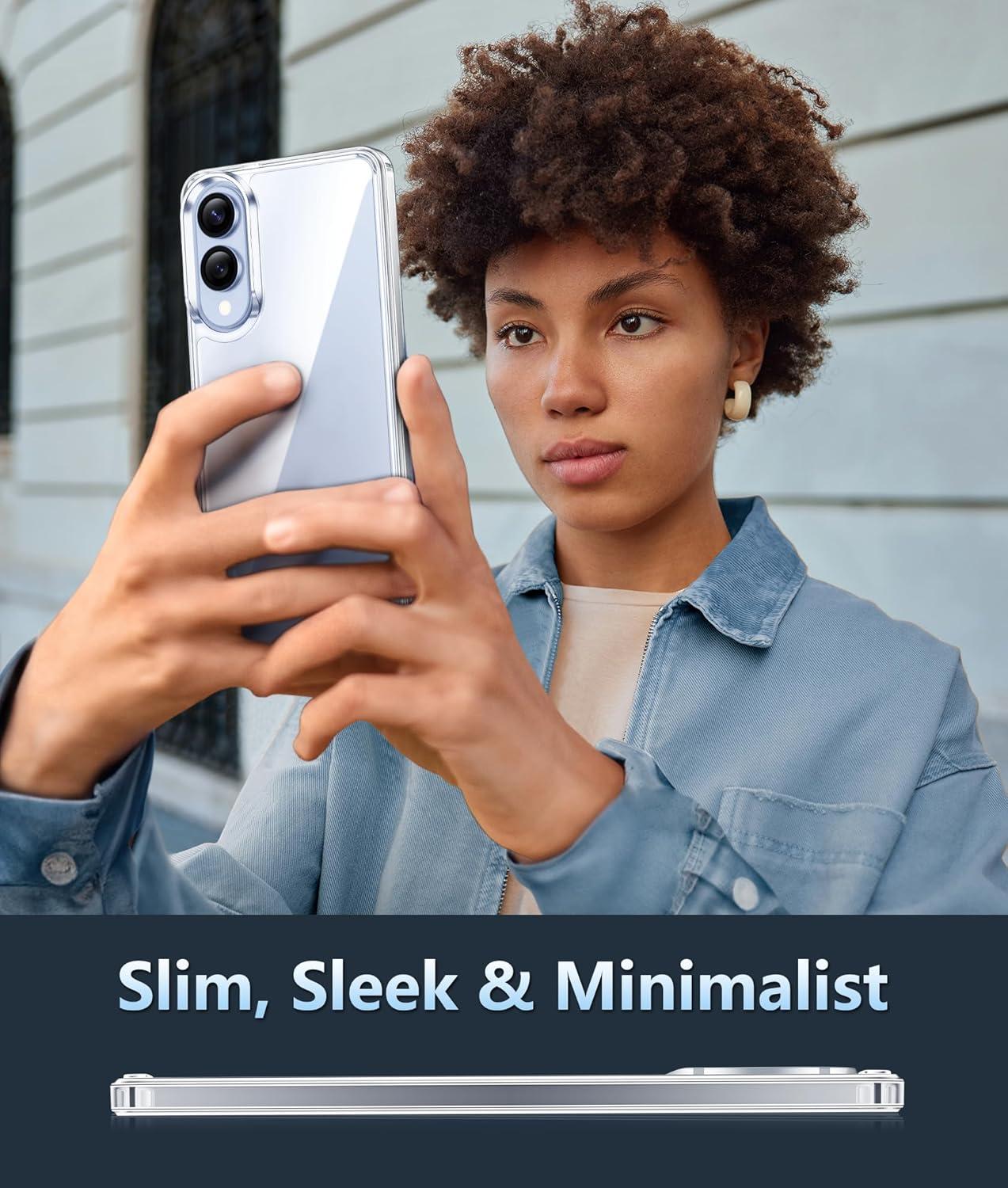 imageFNTCASE for Samsung Galaxy S25 Case for Galaxy S24 Case Military Grade Drop Protection Anti Yellowing Cell Phone Cover Rugged Shockproof Protective Bumper Transparent CasesClearClear