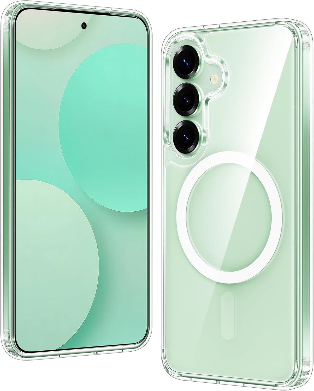 imageFNTCASE for Samsung Galaxy S25 Case for Galaxy S24 Case Military Grade Drop Protection Anti Yellowing Cell Phone Cover Rugged Shockproof Protective Bumper Transparent CasesClearClear Magnetic