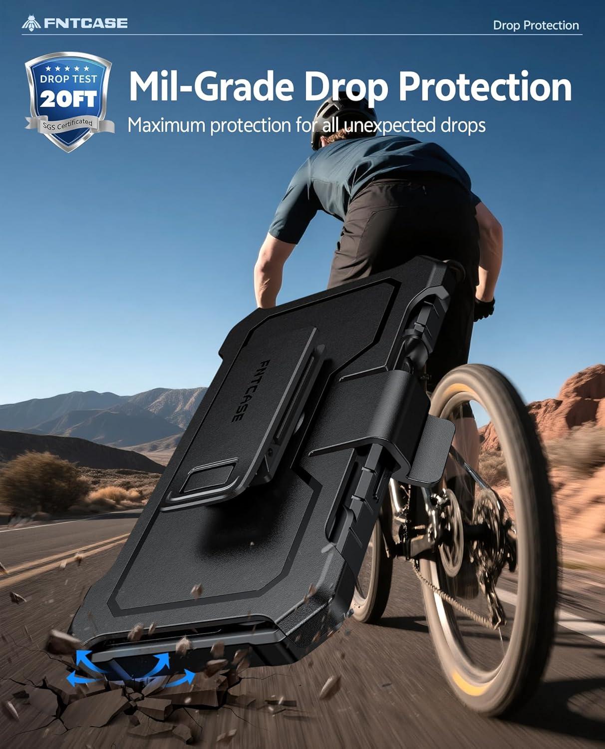 imageFNTCASE for iPhone 16e 2025 Case for iPhone 16E Military Grade Rugged Phone Cover with Kickstand ampamp Holster Shockproof TPU Protection Bumper Matte Textured Design Heavy Duty Protector BlackBlack