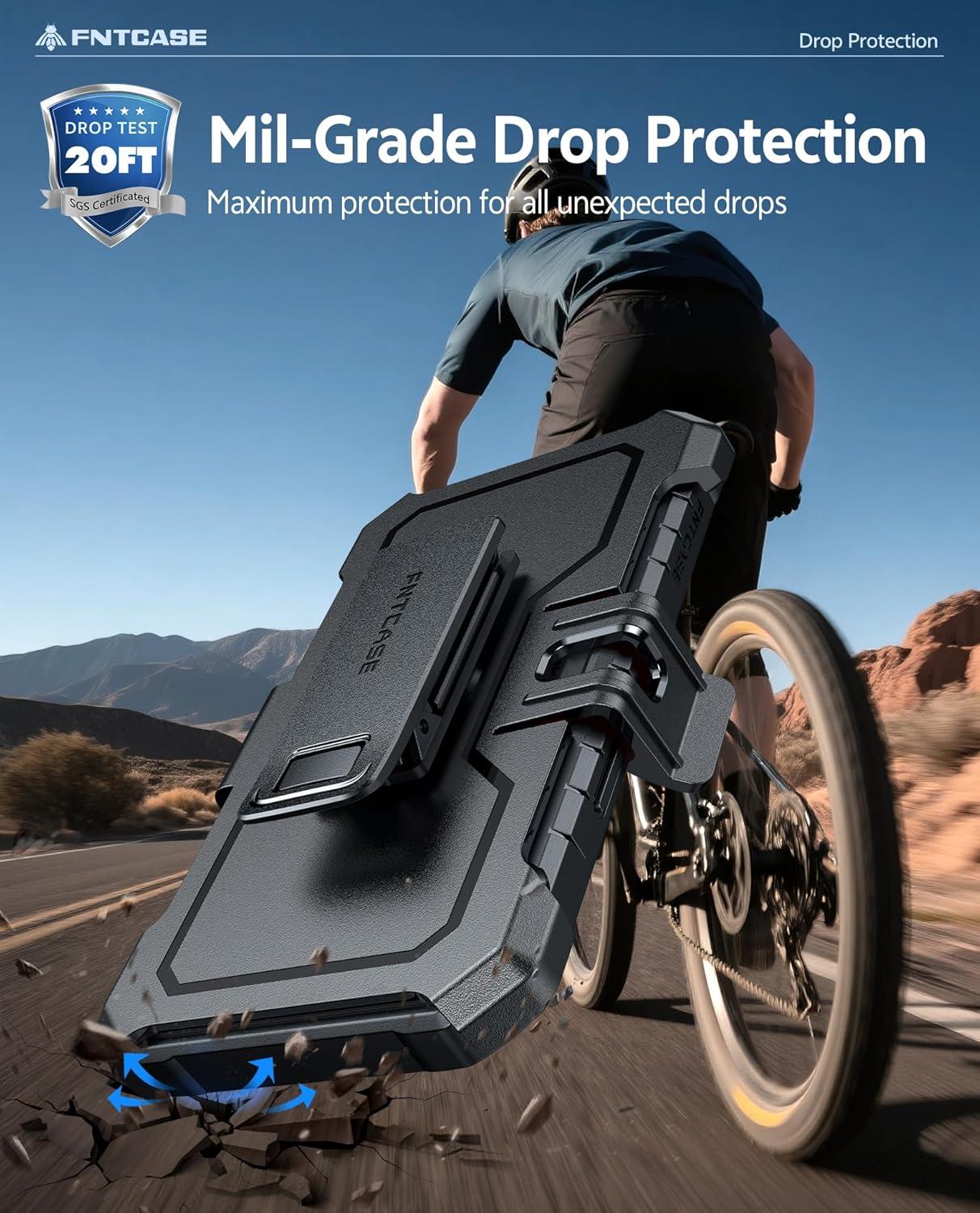 imageFNTCASE for iPhone 16e 2025 Case for iPhone 16E Military Grade Rugged Phone Cover with Kickstand ampamp Holster Shockproof TPU Protection Bumper Matte Textured Design Heavy Duty Protector BlackBlack